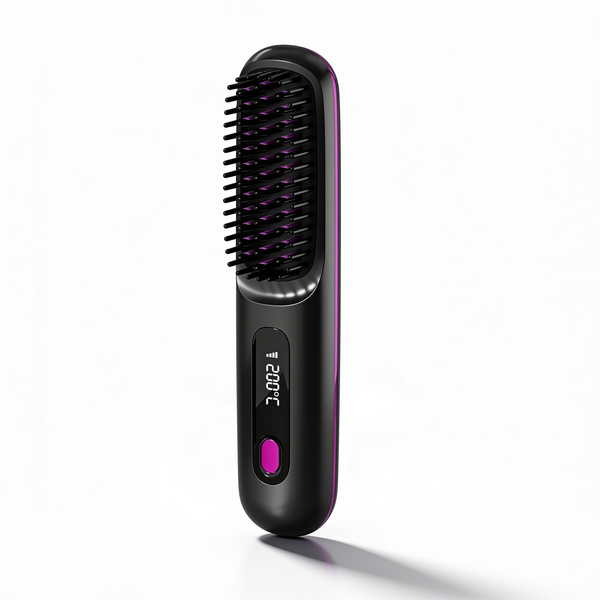 Velora GoBrush cordless hair straightening brush — black
